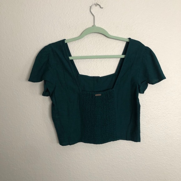 Billabong green puff sleeve button up crop top - Picture 3 of 6